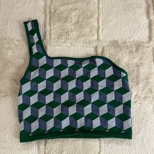 Patterned One-shoulder Cropped Stretchy Bra Top, Free People Movement